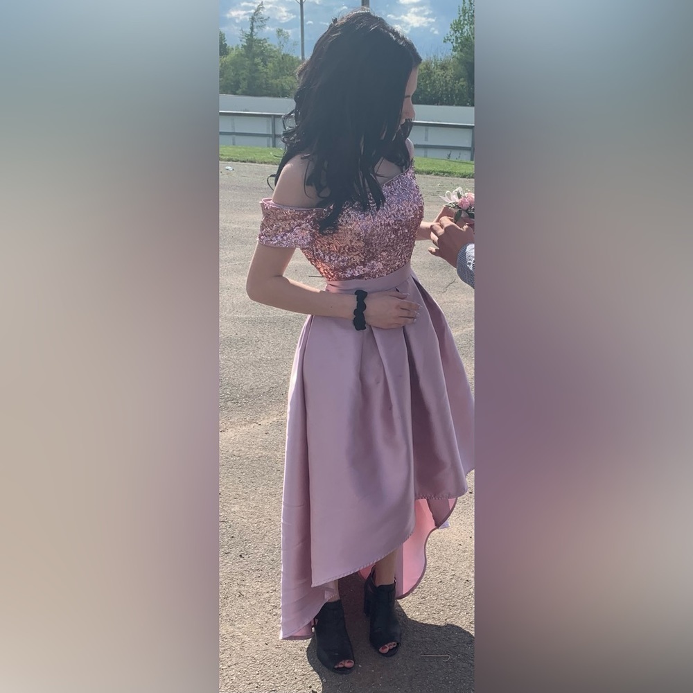 Maniju- pink sparkly high low dress